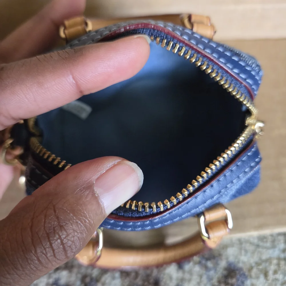 COACH Denim Signature Mini Rowan Keychain Bag Charm - Picture 9 of 11